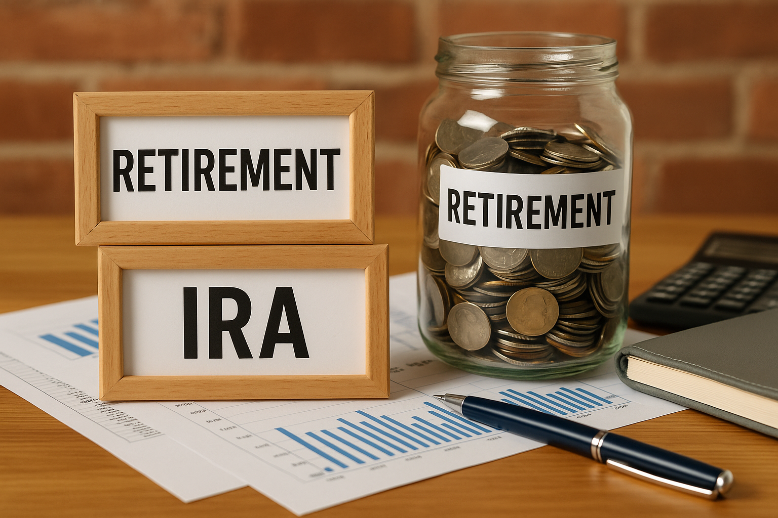 retirement ira jar filled with coins with label retirement ira